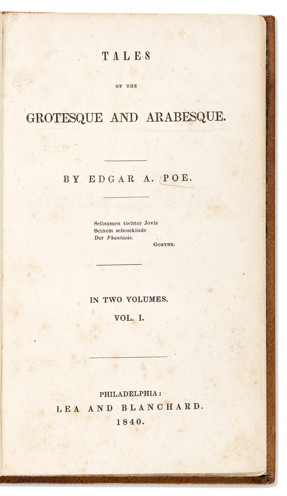 POE, EDGAR ALLAN. Tales of the Grotesque and Arabesque.